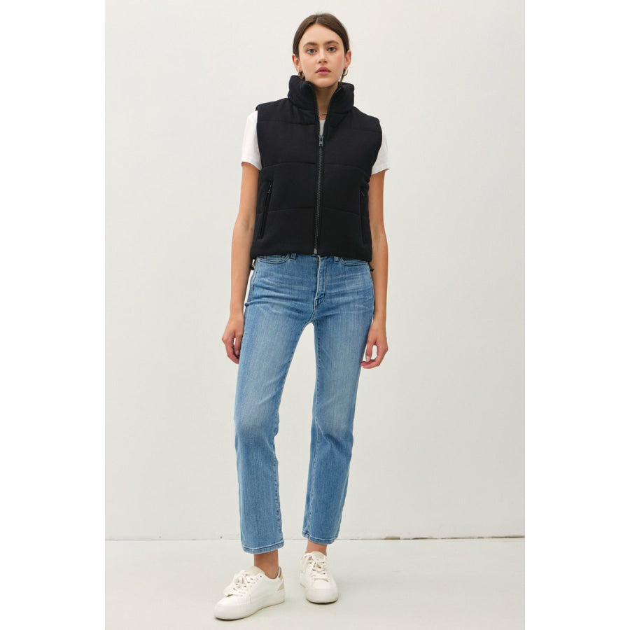 Be Cool Zip Up Turtleneck Puffer Vest with Pockets Apparel and Accessories