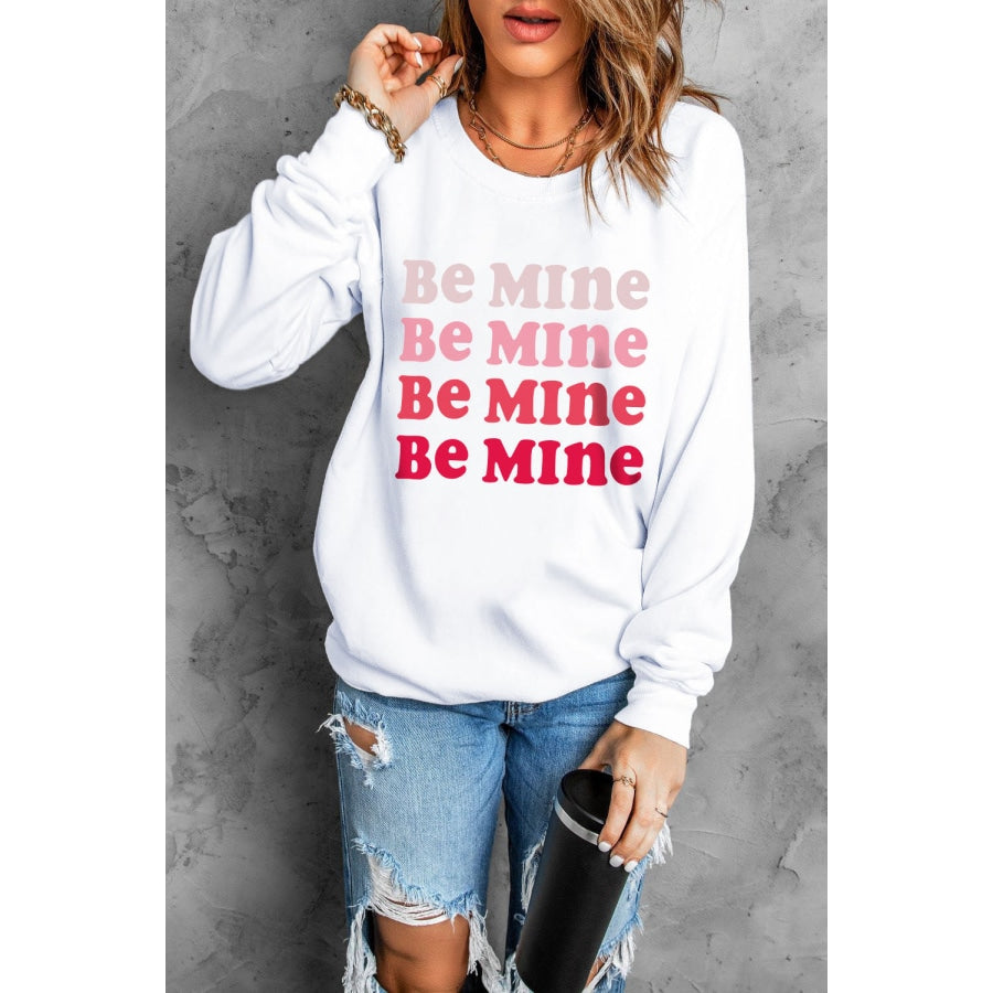 BE MINE Graphic Drop Shoulder Sweatshirt White / S