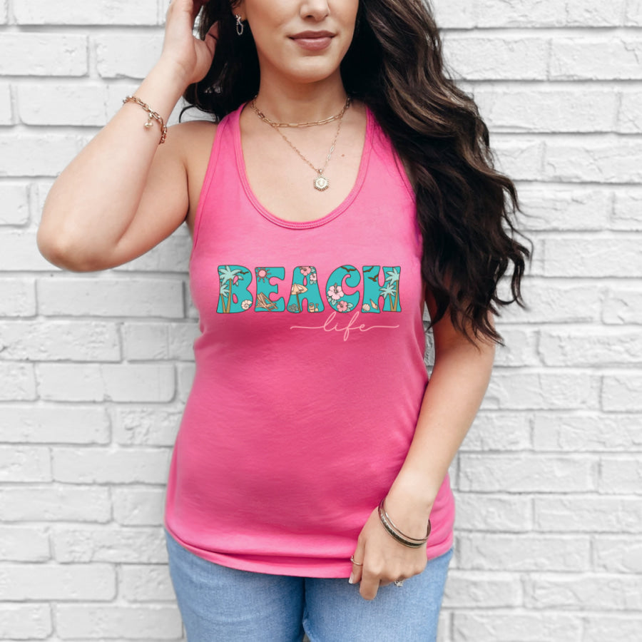 Beach Life Racerback Tank XS / Pink Tank