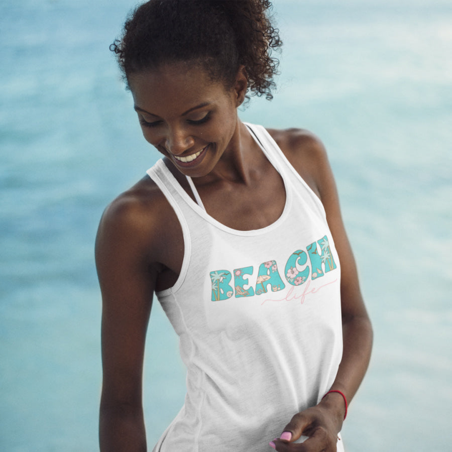 Beach Life Racerback Tank XS / White Tank