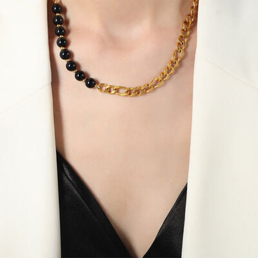 Bead Detail Chunky Chain Necklace Gold / One Size Clothing