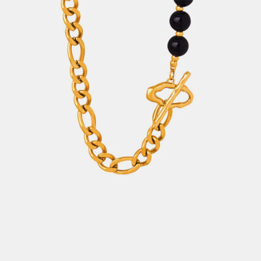 Bead Detail Chunky Chain Necklace Gold / One Size Clothing