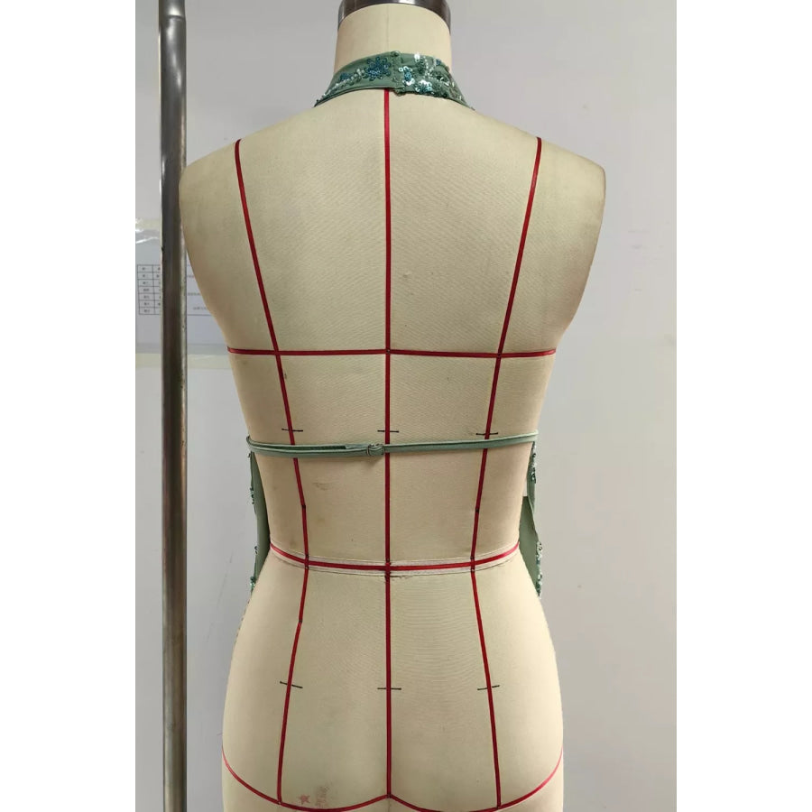 Bead Embellished Halter Neck Tank Apparel and Accessories