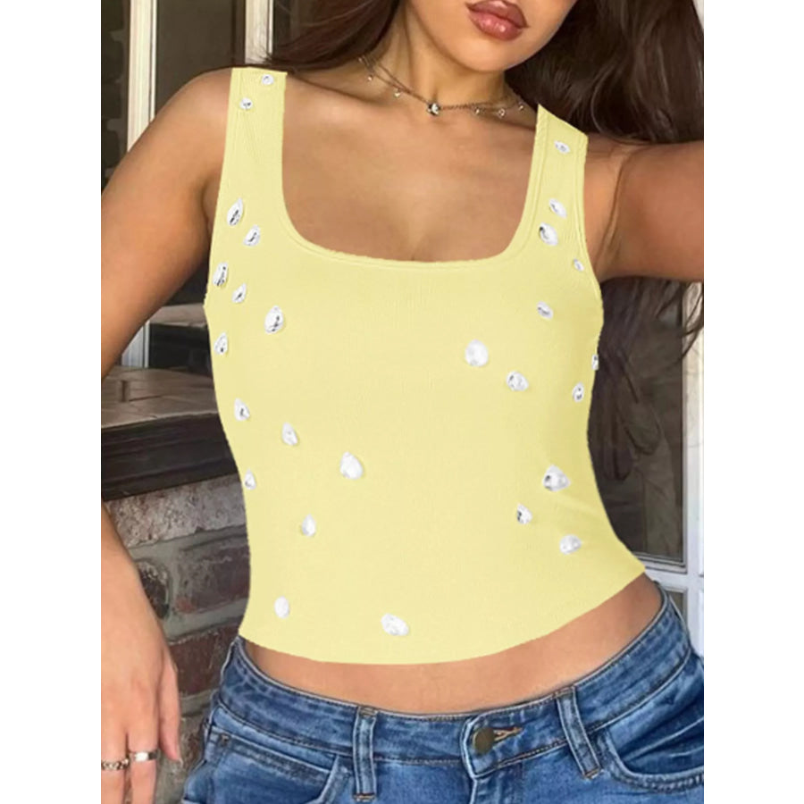 Bead Embellished Square Neck Tank Apparel and Accessories