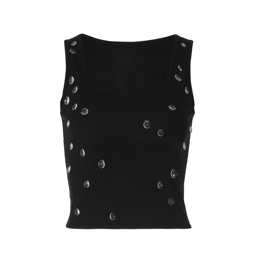 Bead Embellished Square Neck Tank Apparel and Accessories
