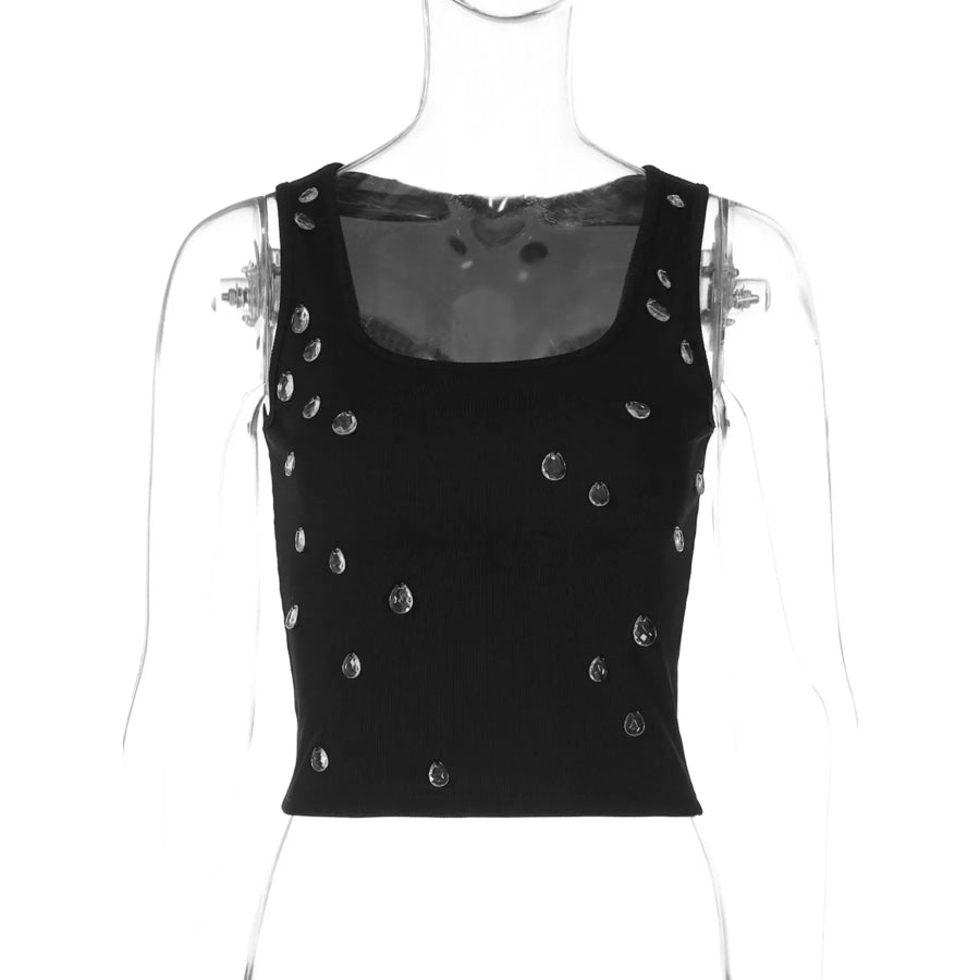 Bead Embellished Square Neck Tank Apparel and Accessories