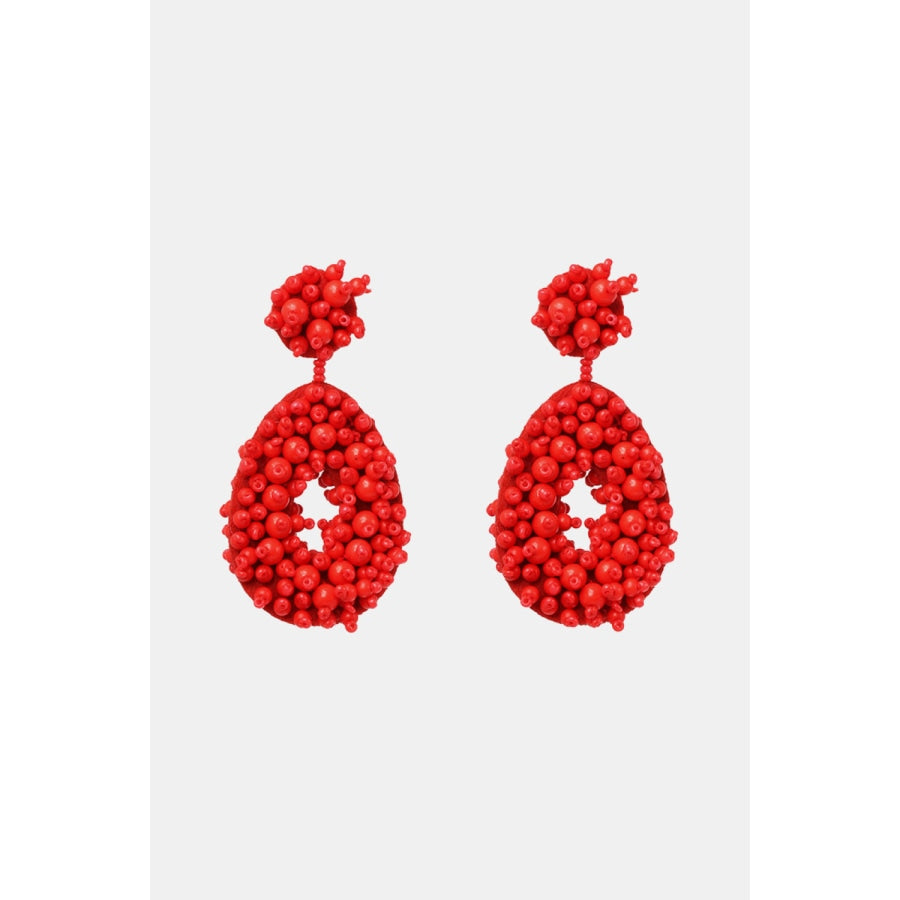 Beaded Dangle Earrings Red / One Size