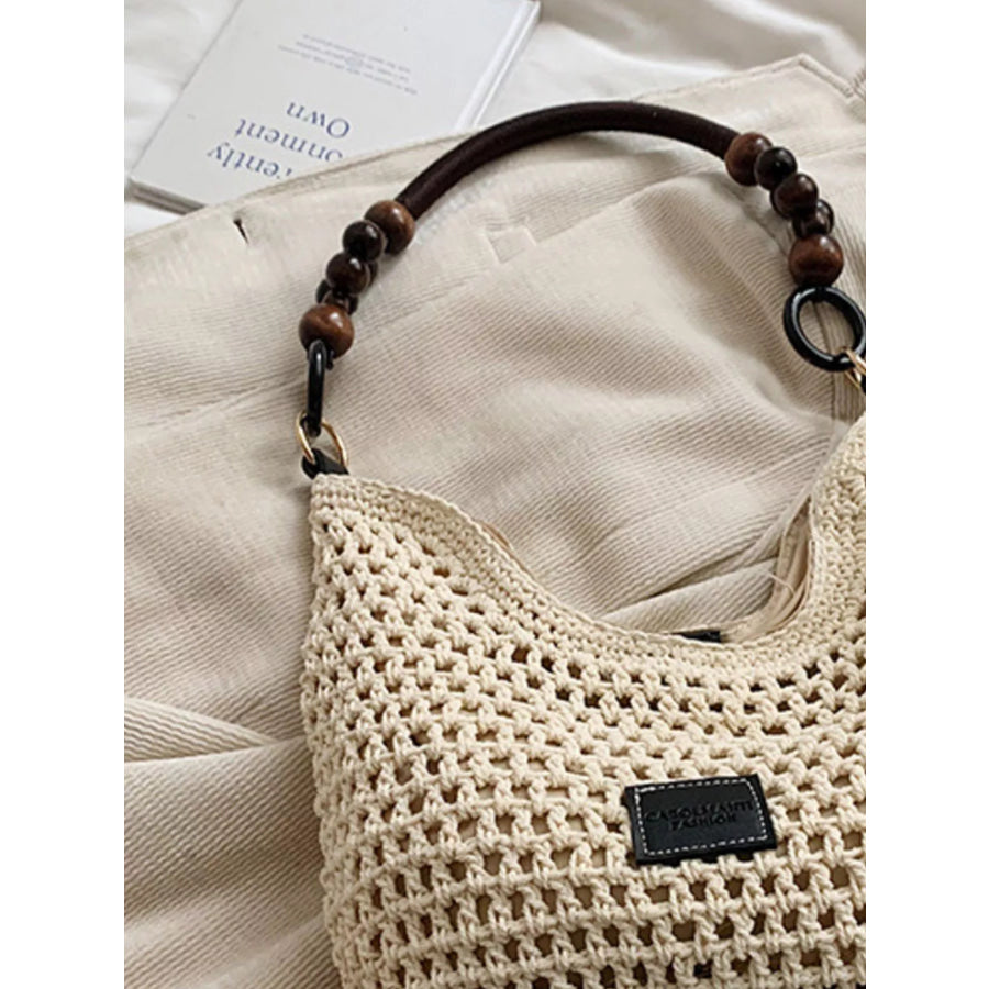 Beaded Handle Crochet Handbag Apparel and Accessories
