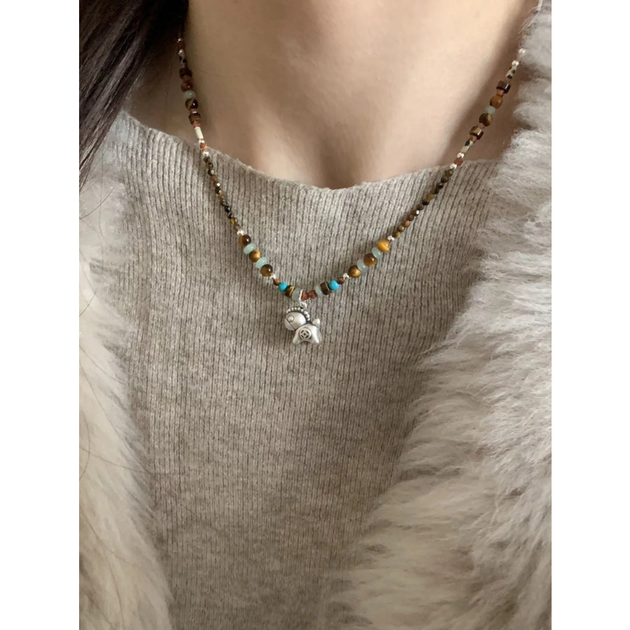 Beaded Horse Pendant Necklace Silver / One Size Apparel and Accessories