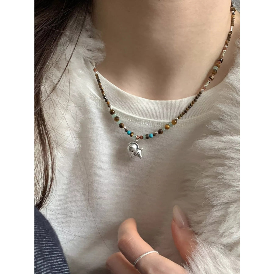 Beaded Horse Pendant Necklace Silver / One Size Apparel and Accessories