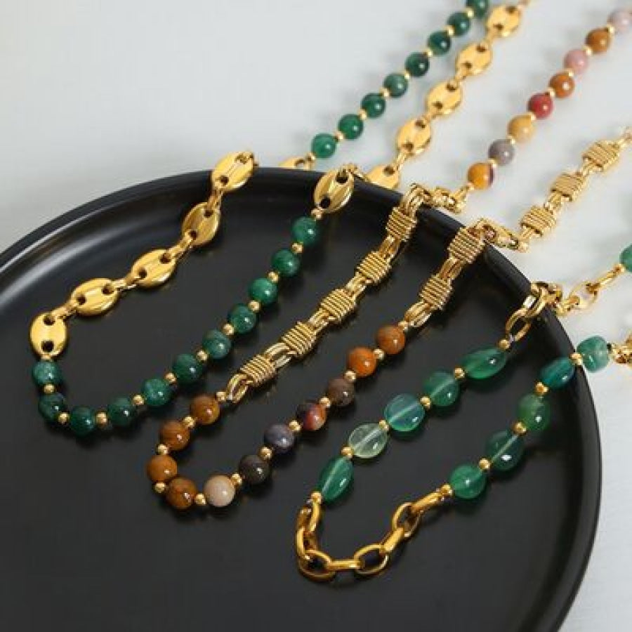 Green beads sales gold chain