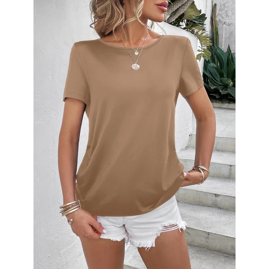 Beads Trim Back Twisted Blouse