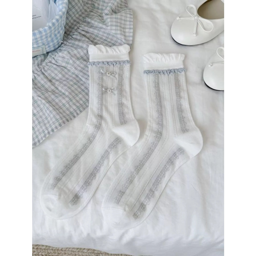 Bear Breathable Crew Socks Light Gray / One Size Apparel and Accessories