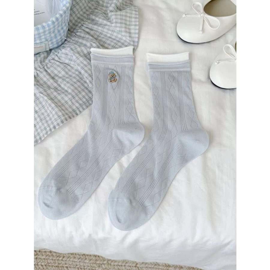 Bear Breathable Crew Socks Pastel Blue / One Size Apparel and Accessories