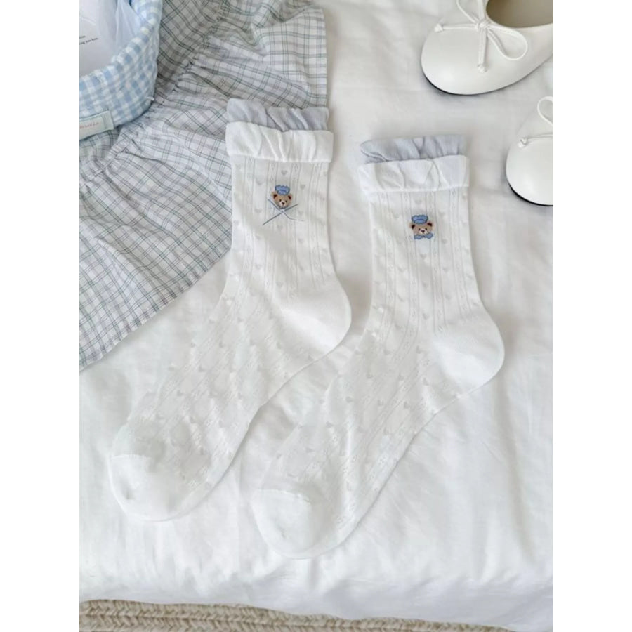 Bear Breathable Crew Socks White / One Size Apparel and Accessories