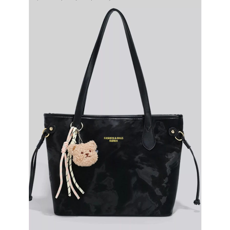 Bear Charm Shoulder Bag Black / One Size Apparel and Accessories