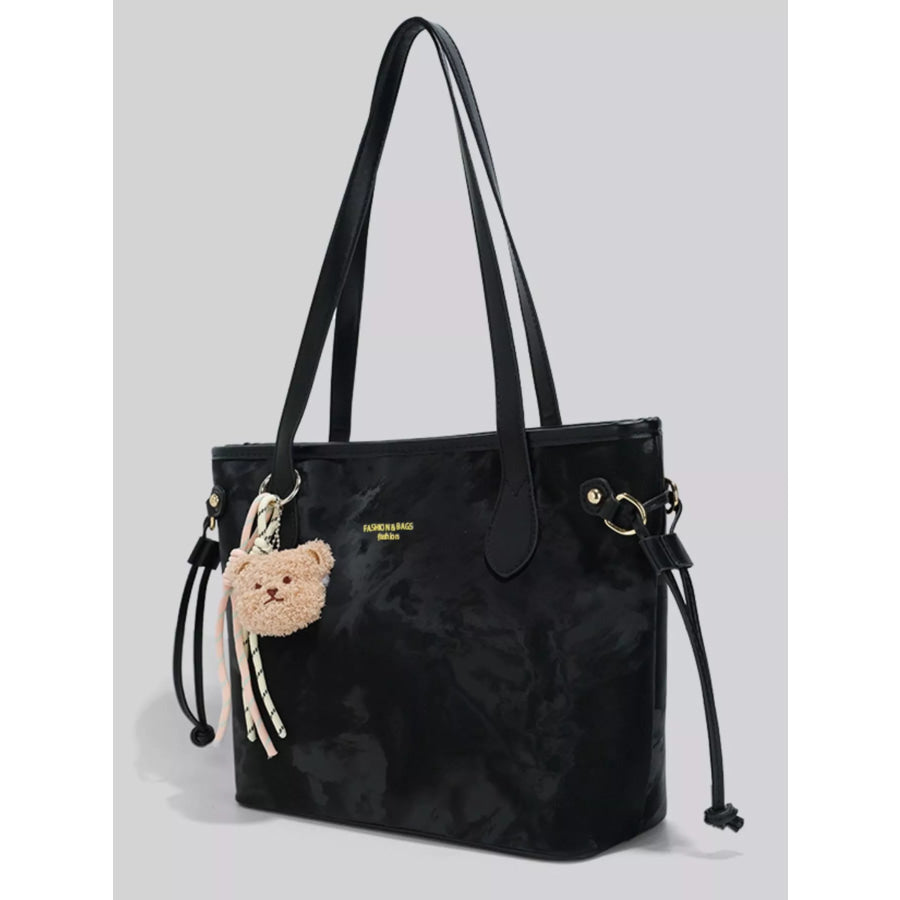 Bear Charm Shoulder Bag Black / One Size Apparel and Accessories