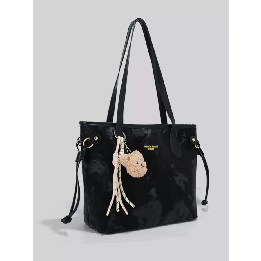 Bear Charm Shoulder Bag Black / One Size Apparel and Accessories