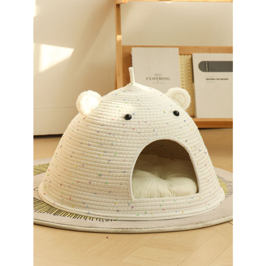 Bear Ear Woven Pet Nest Pet Nest + Mat / S Apparel and Accessories