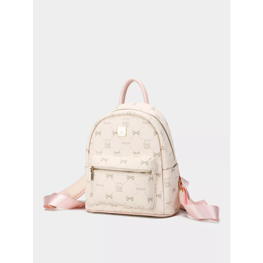 Bear Print PU Leather Backpack Bag Apparel and Accessories