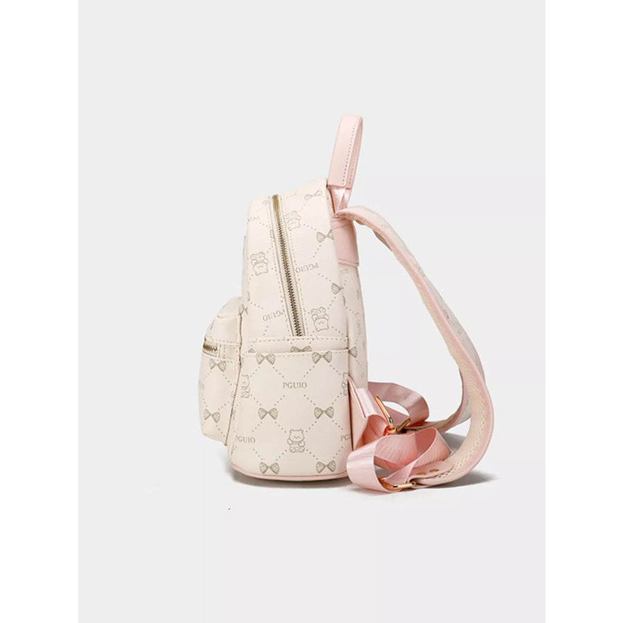 Bear Print PU Leather Backpack Bag Apparel and Accessories