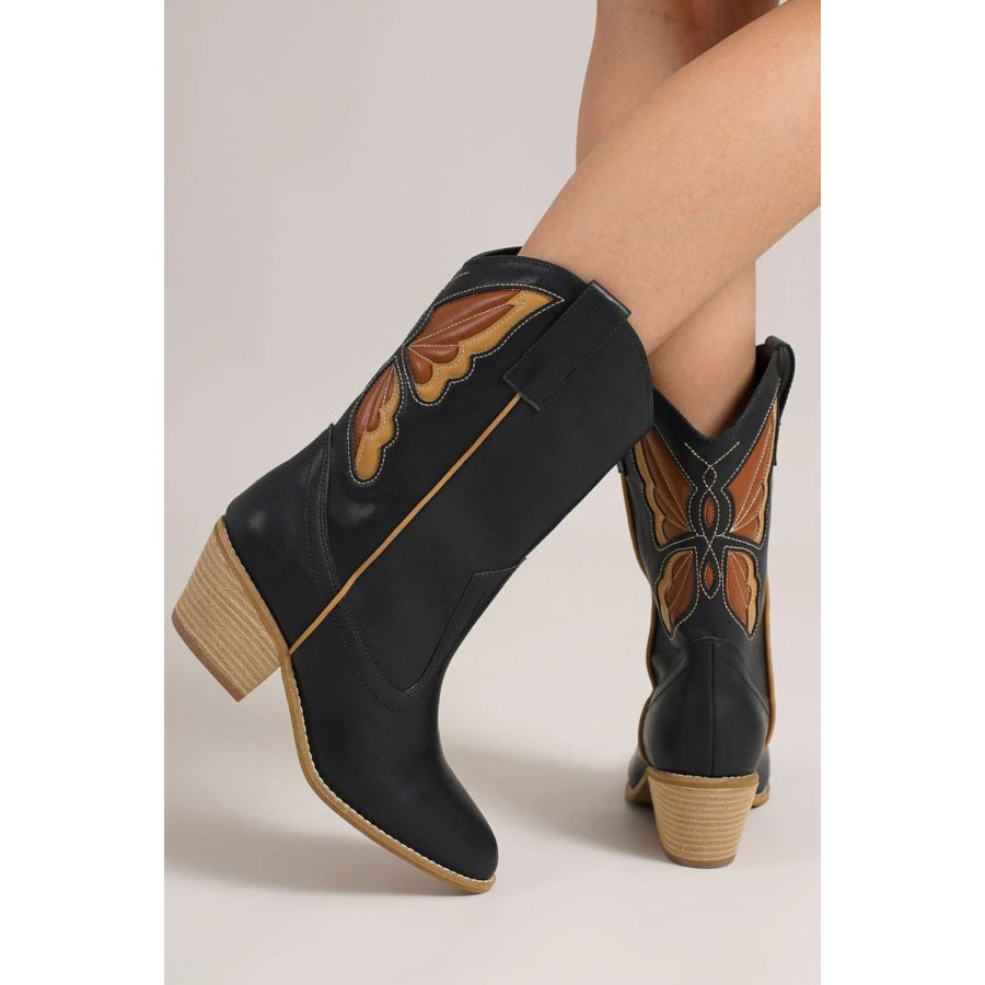 Beast Fashion Butterfly Cut Detail Point Toe Boots Apparel and Accessories