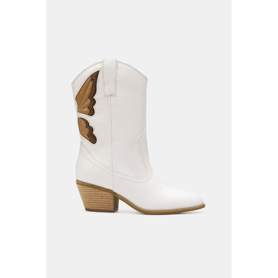 Beast Fashion Butterfly Cut Detail Point Toe Boots White / 5.5 Apparel and Accessories