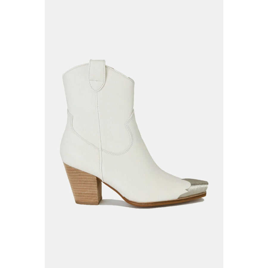 Beast Fashion Faux Leather Block Heel Boots with Side Zippers White / 6 Apparel and Accessories