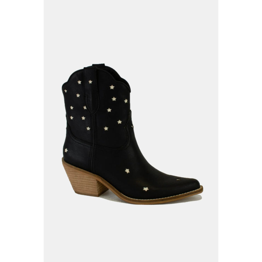 Beast Fashion Faux Leather Star-Shaped Cutouts Point Toe Boots Apparel and Accessories