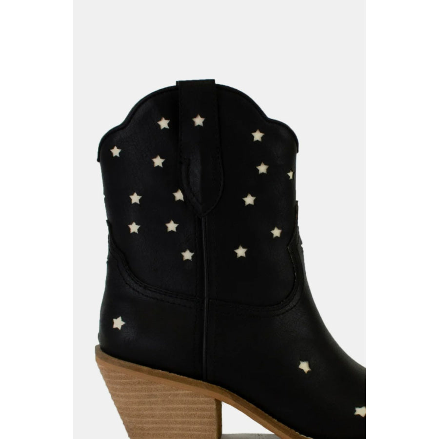 Beast Fashion Faux Leather Star-Shaped Cutouts Point Toe Boots Apparel and Accessories