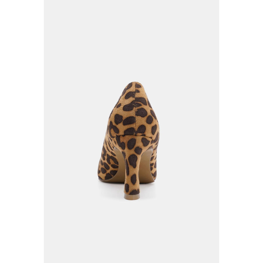 Beast Fashion Faux Suede Leopard Point Toe Pumps Apparel and Accessories