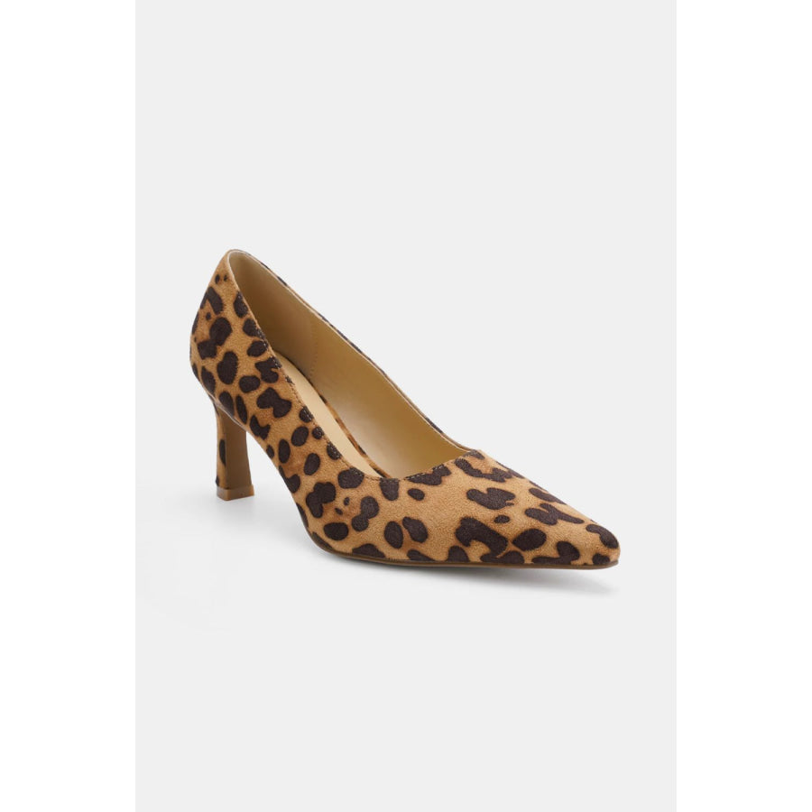 Beast Fashion Faux Suede Leopard Point Toe Pumps Apparel and Accessories