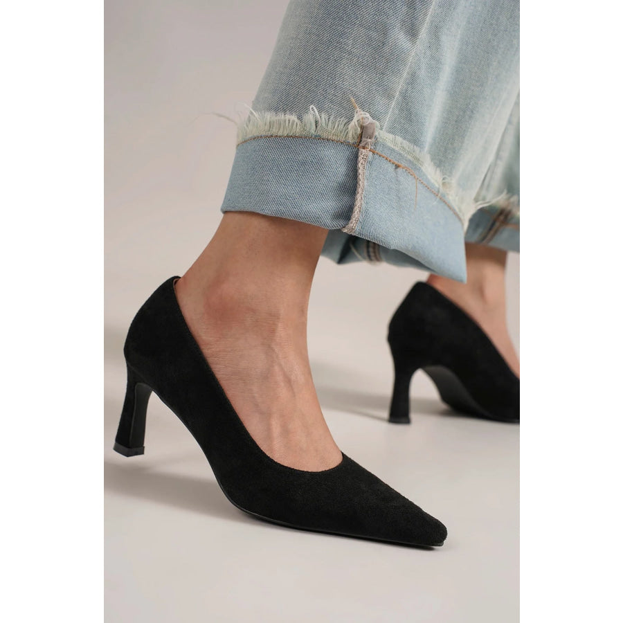 Beast Fashion Faux Suede Point Toe Pumps Black / 6 Apparel and Accessories