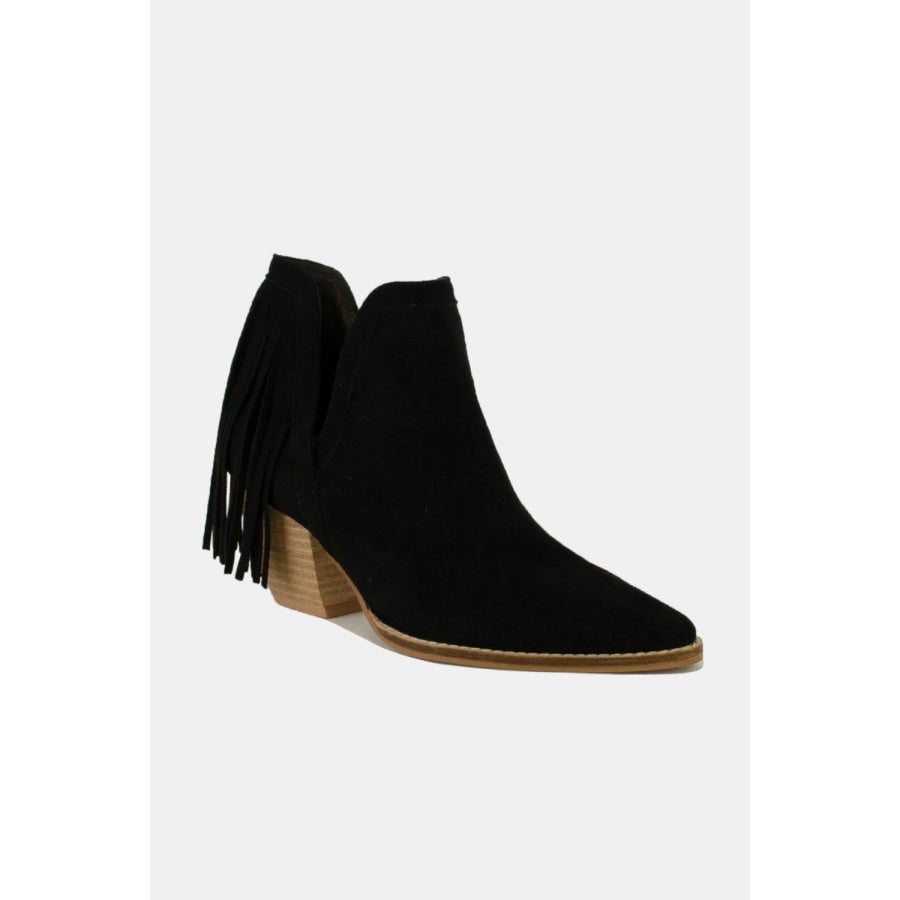 Beast Fashion Fringe Side V-Cut Ankle Booties Apparel and Accessories