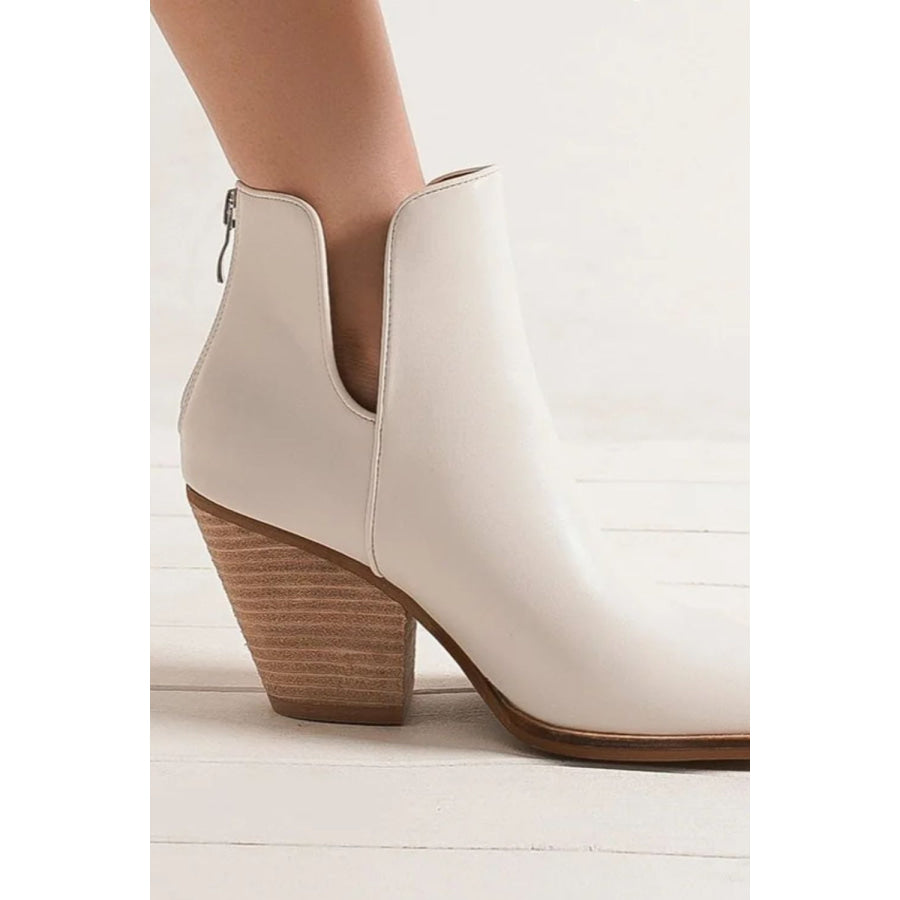 Beast Fashion Pointed Metal-Tip Toe Block Heel Ankle Boots Apparel and Accessories