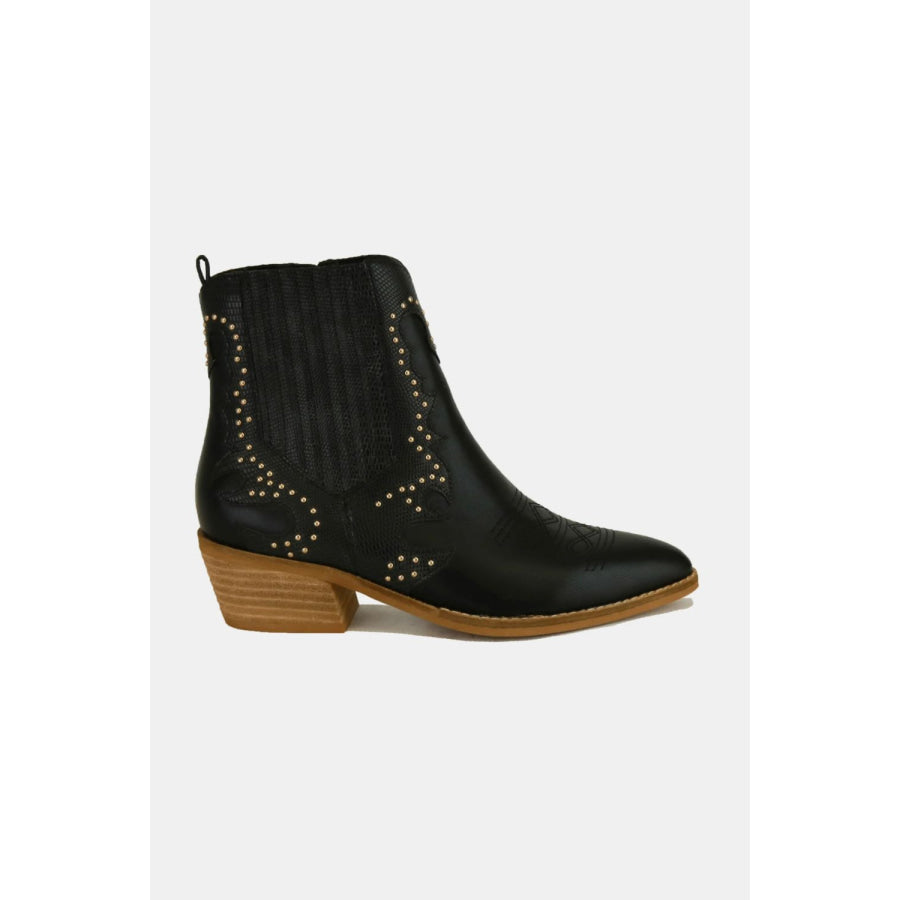 Beast Fashion Studded Detail Point Toe Boots Apparel and Accessories