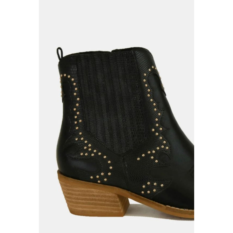 Beast Fashion Studded Detail Point Toe Boots Apparel and Accessories