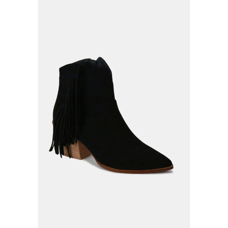 Beast Fashion Suede Fringe Point Toe Ankle Boots Apparel and Accessories