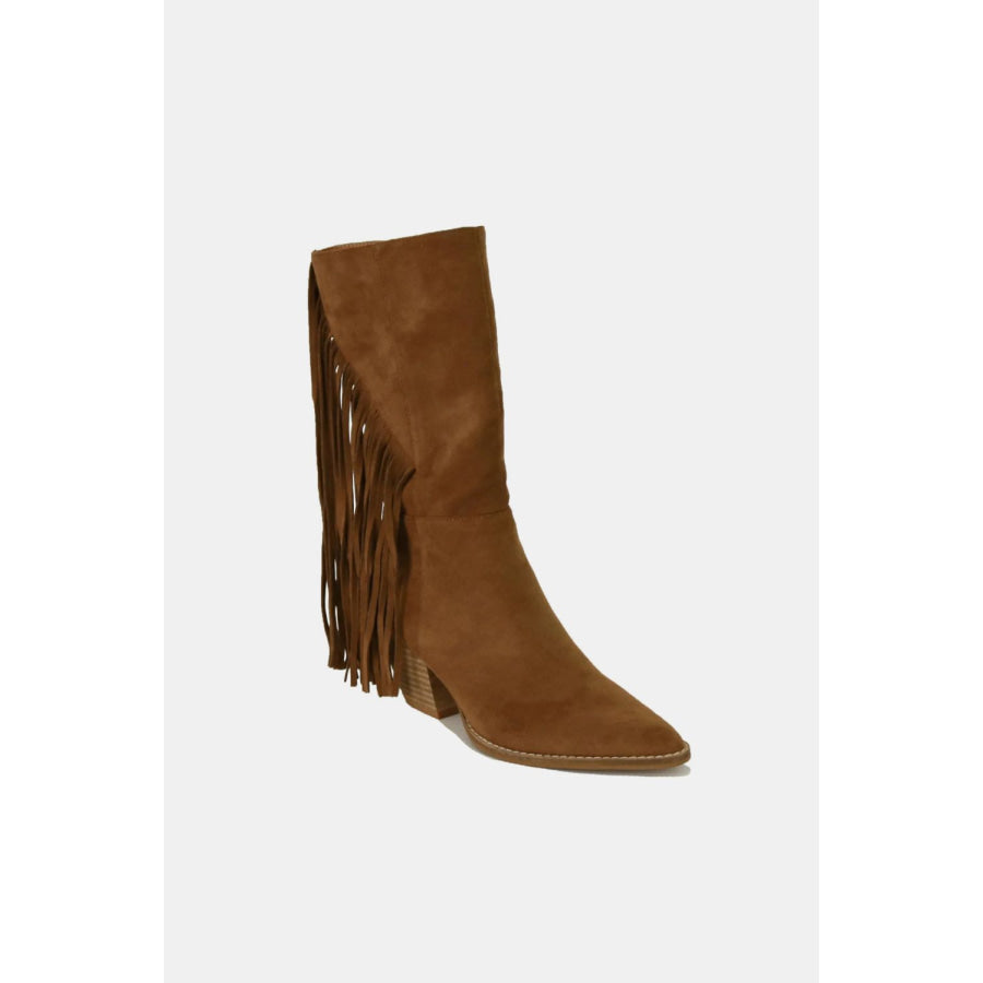 Beast Fashion Suede Fringe Point Toe Boots Apparel and Accessories