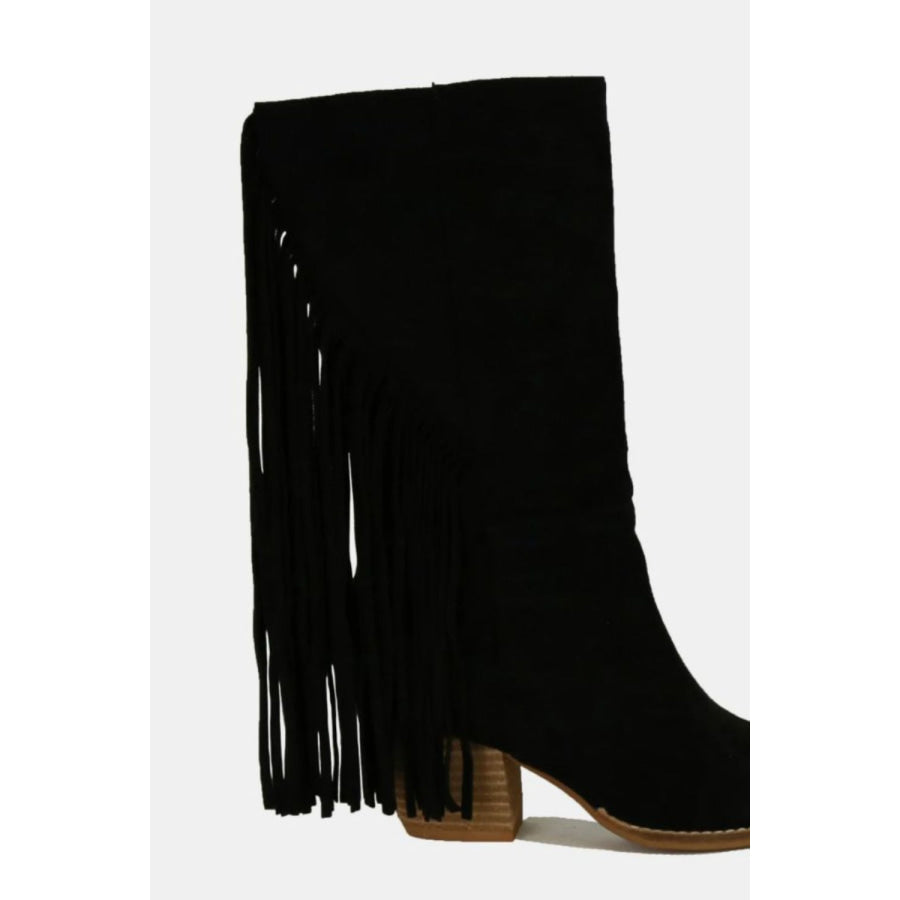 Beast Fashion Suede Fringe Point Toe Boots Apparel and Accessories