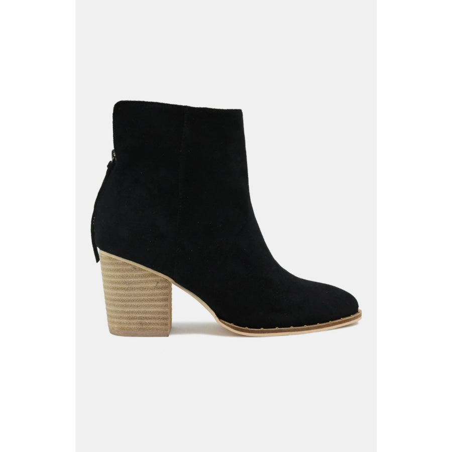 Beast Fashion Suede Point Toe Ankle Booties Black / 6 Apparel and Accessories