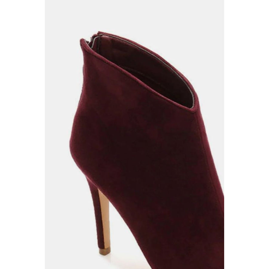 Beast Fashion Suede Stiletto Ankle Booties with Back Zippers Apparel and Accessories