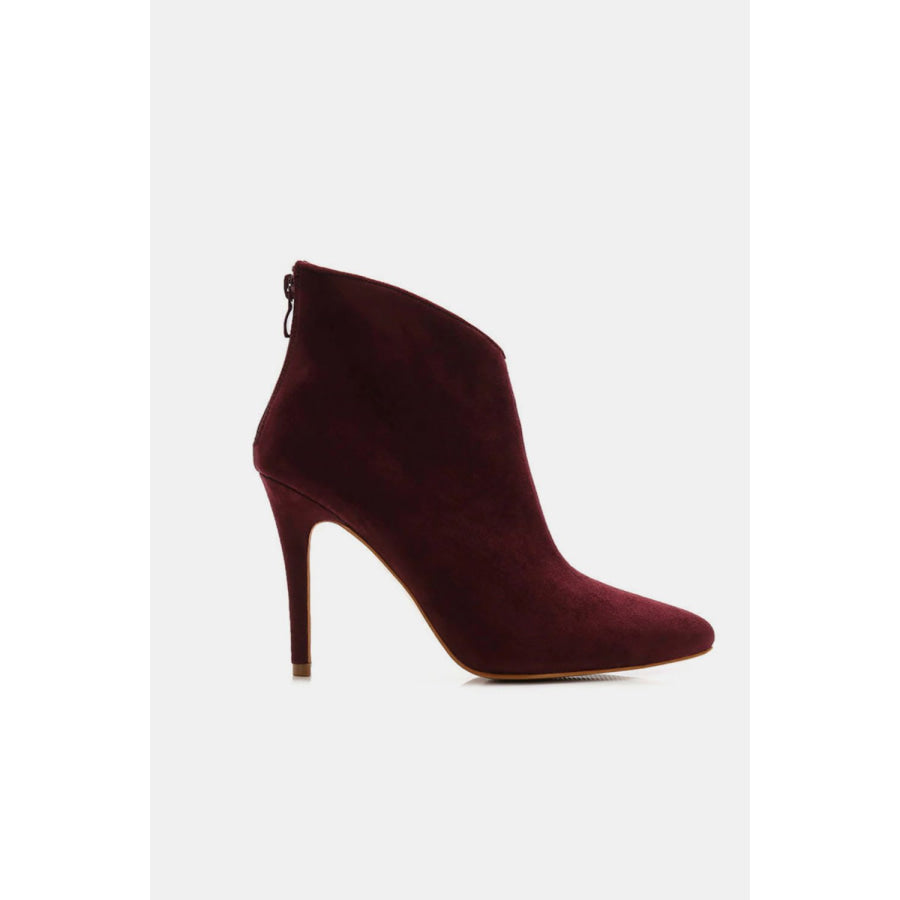 Beast Fashion Suede Stiletto Ankle Booties with Back Zippers Apparel and Accessories