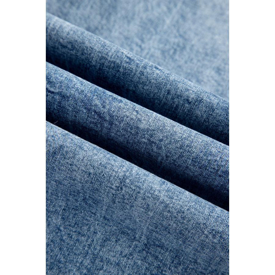 Beau Blue Acid Wash Pocket Detail Flare Jeans Bottoms/Jeans