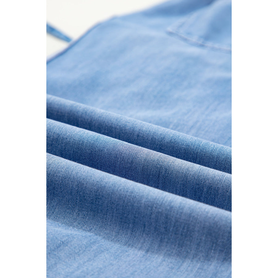 Beau Blue Drawstring Elastic Waist Pocketed Loose Denim Pants Bottoms/Jeans