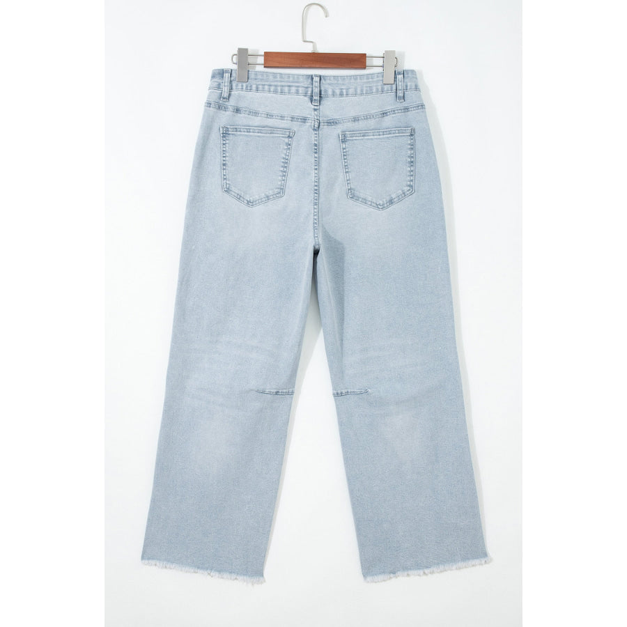 Beau Blue Frayed Cropped Straight Jeans Bottoms/Jeans
