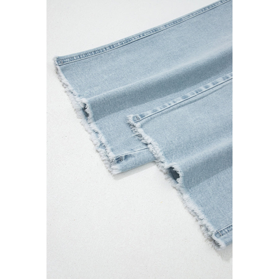 Beau Blue Frayed Cropped Straight Jeans Bottoms/Jeans