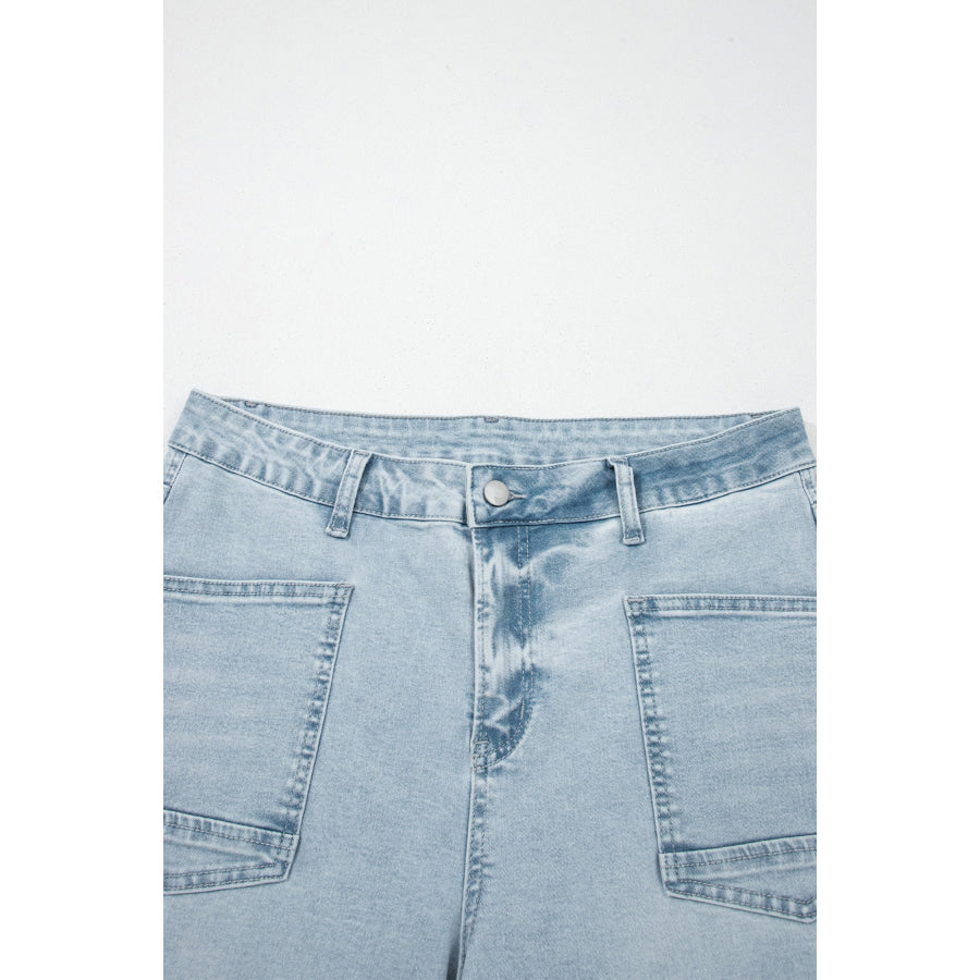Beau Blue Frayed Cropped Straight Jeans Bottoms/Jeans