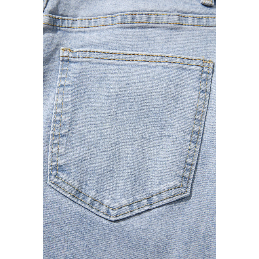 Beau Blue Lace Trim Casual Full-Length Regular Fit Jeans Bottoms/Jeans