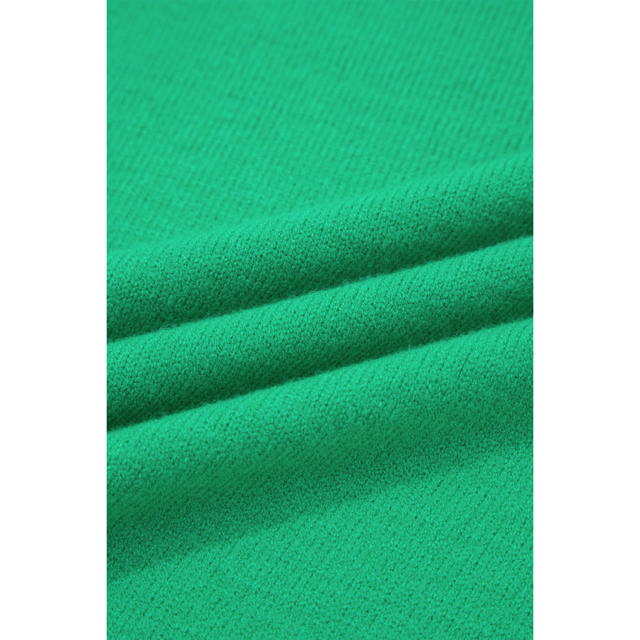 Beau Blue Solid Color Ribbed Trim Round Neck Ruffle Short Sleeve Sweater Sweaters & Cardigans/Short Sleeve Sweaters